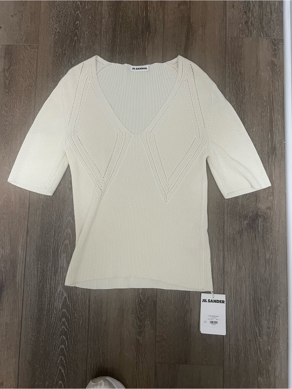 Jil Sander V-Neck Short-Sleeve Knit Sweater